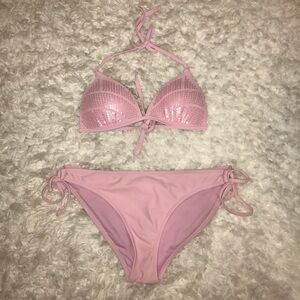 Pink Padded Sequin Bikini